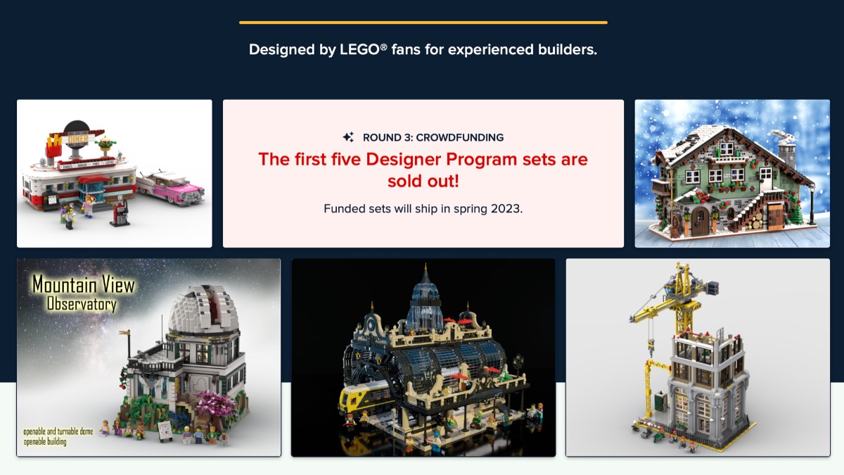 All five LEGO BrickLink Designer Program Round 3 sets sold out already