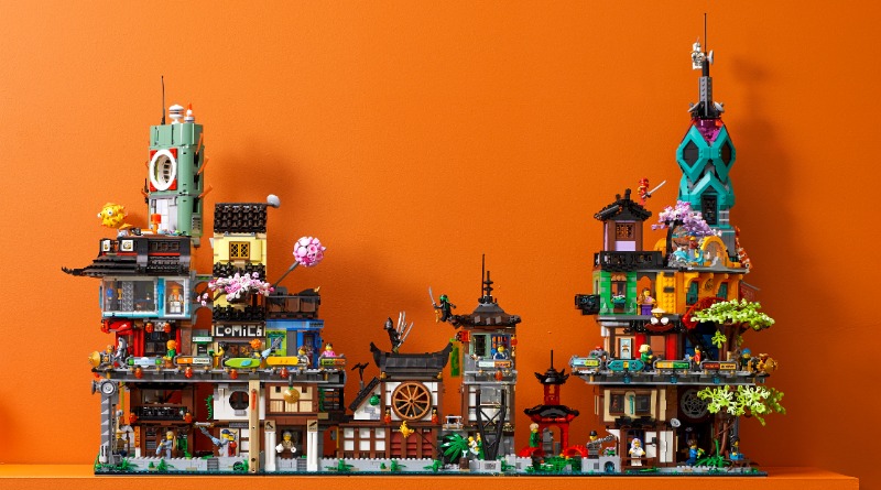 Here's LEGO 71741 NINJAGO City Gardens lined up with every NINJAGO City set