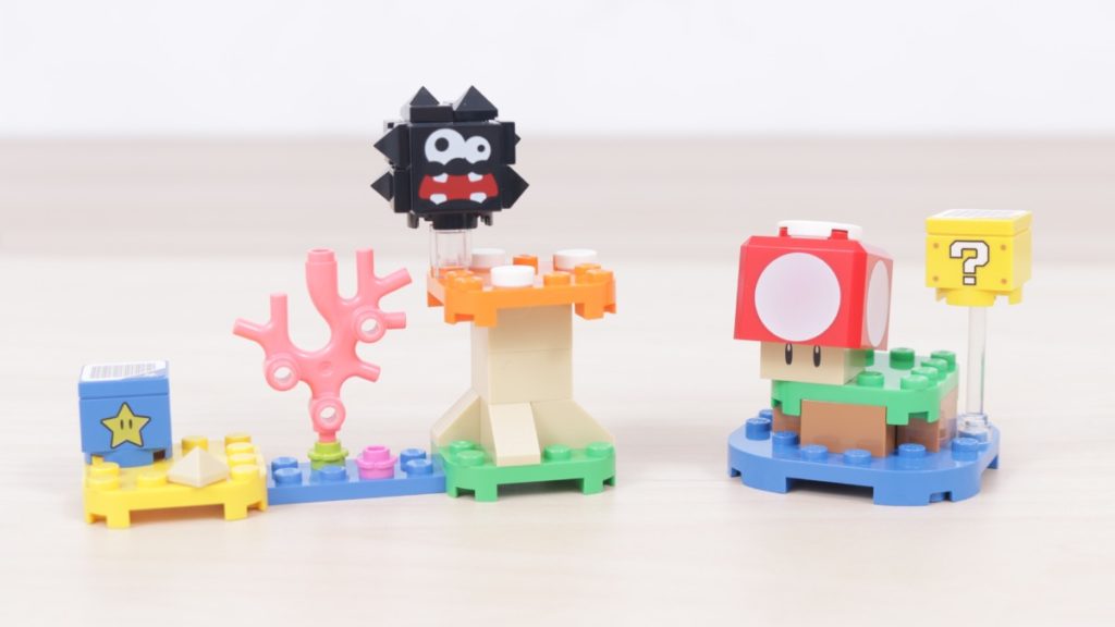 LEGO Super Mario 30385 Super Mushroom Surprise Expansion Set and 30389 Fuzzy Mushroom Platform gift with purchase review featured 1024x576