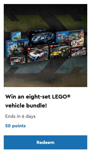 Eight set LEGO vehicle bundle sweepstake