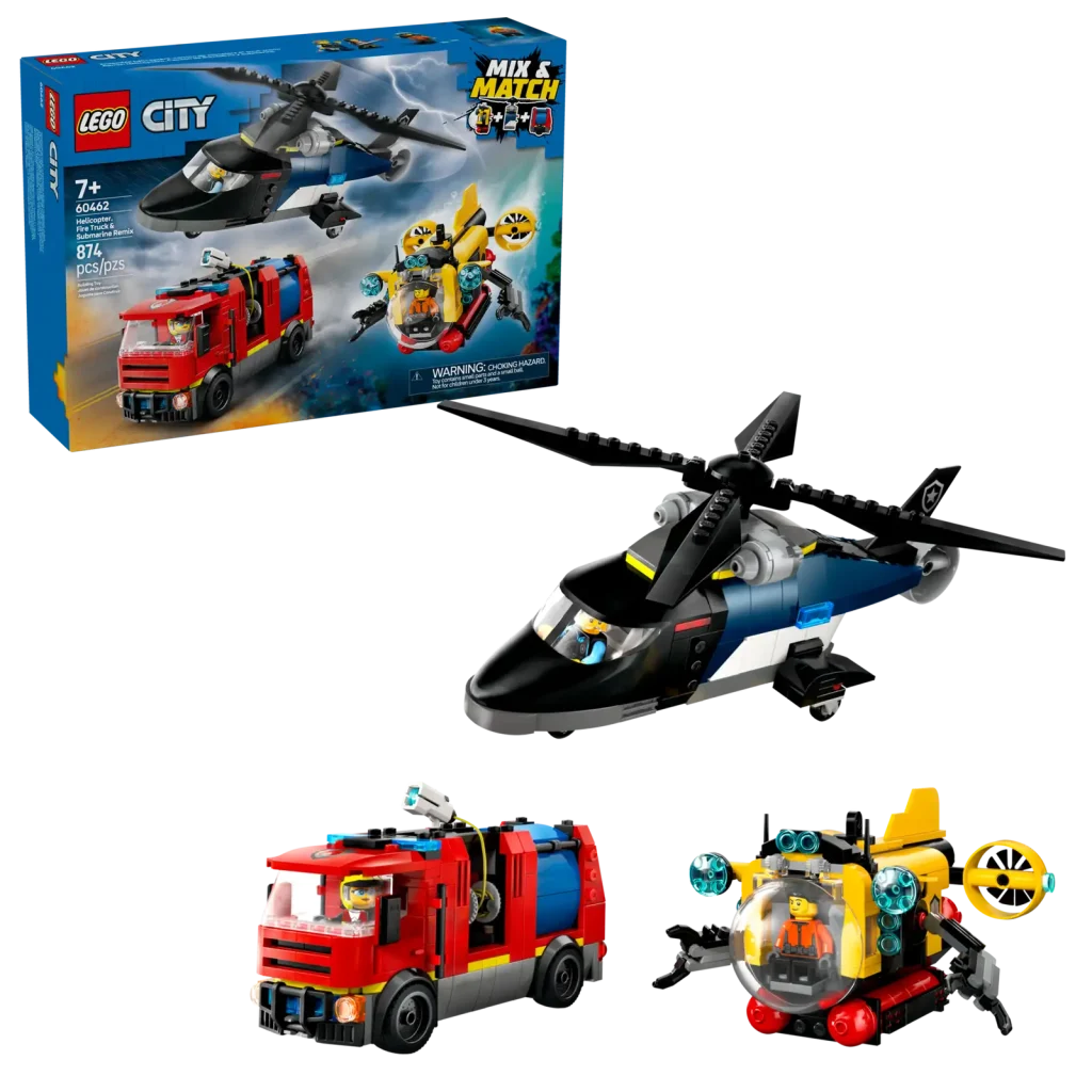 LEGO City 60462 Helicopter Fire Truck Submarine Remix  1024x1024