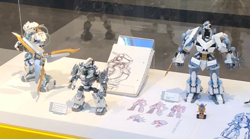 LEGO NINJAGO 71738 Zane's Titan Mech Battle prototypes on display at LEGO House