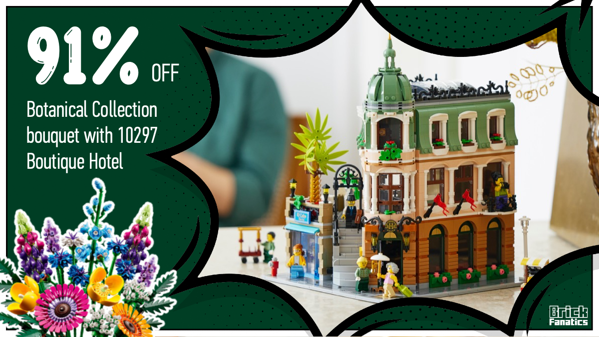 Pick up LEGO 10297 Boutique Hotel and save 91% on a brick-built bouquet at John Lewis