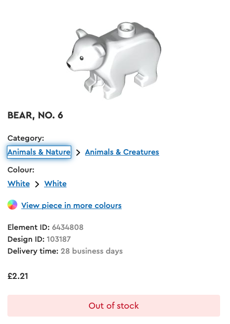 LEGO Pick a Brick Bear