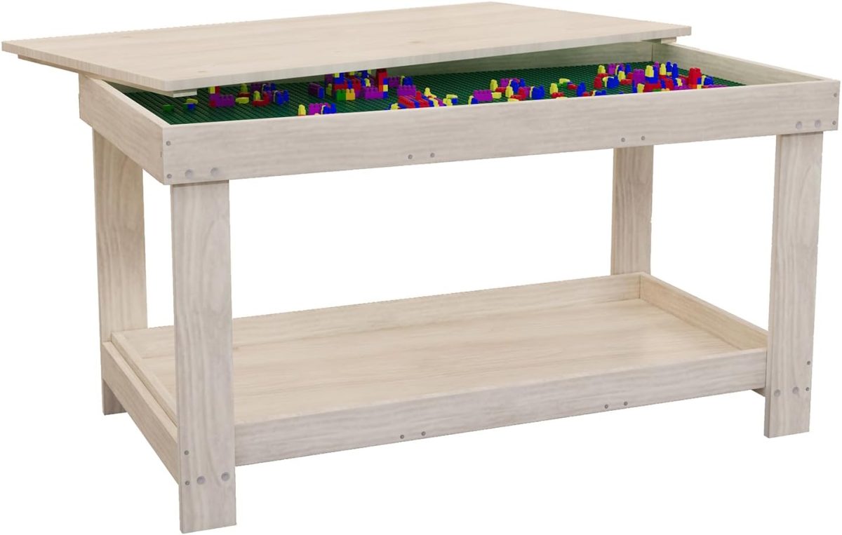 Kids Activity Table with Board and Storage Compatible with Lego 1200x763