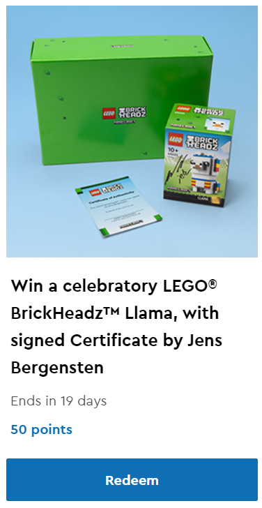 LEGO VIP BrickHeadz llama sweepstakes